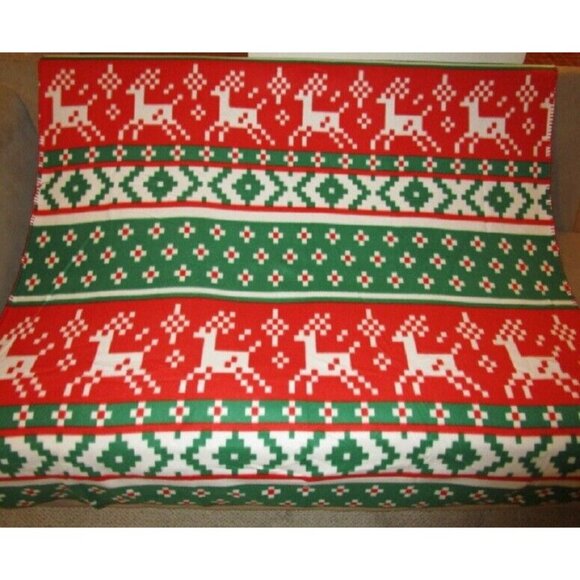 New Reindeer Ugly Sweater Fleece Throw Blanket Christmas Gift Holiday Reversible - Picture 2 of 3